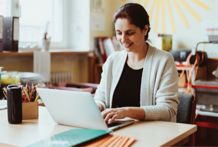 woman at a computer