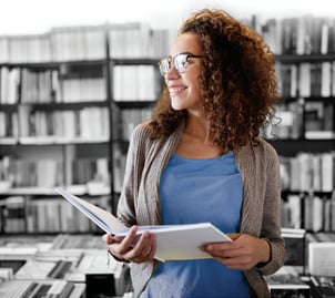 Student in a library.