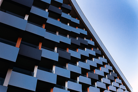 looking up at a building
