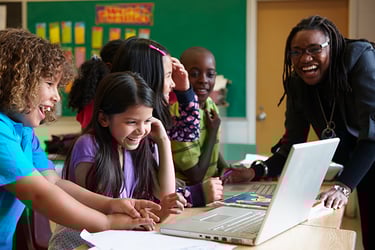 Students in a classroom on laptops