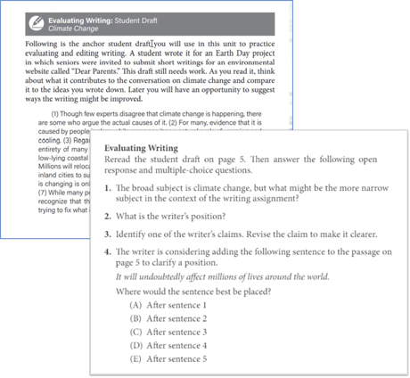 Advanced Placement English Language Evaluating Writing page examples