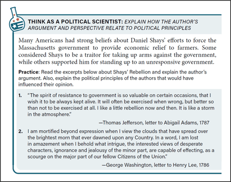 Advanced Placement Government and Politics reasoning process sample page