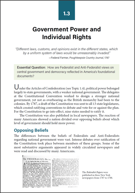 Advanced Placement Government and Politics readability sample page