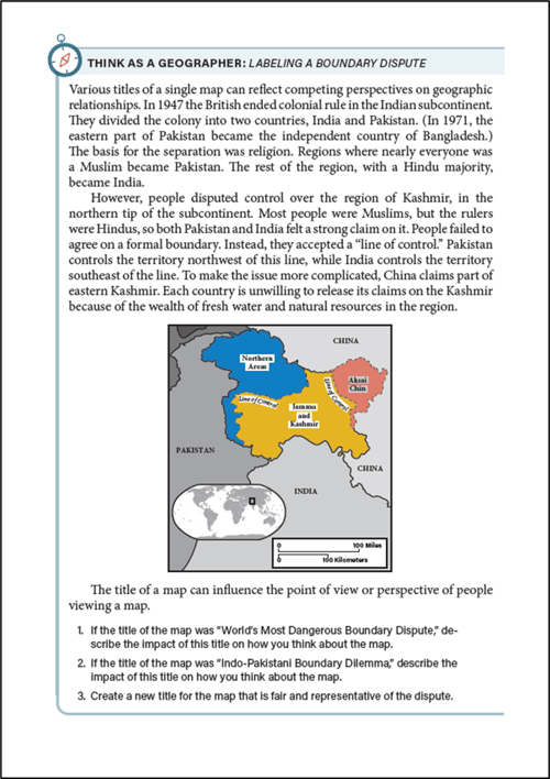 Advanced Placement Human Geography Think as a Geographer sample page
