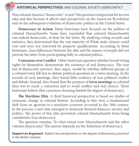 Advanced Placement United States History Historical Perspectives sample page