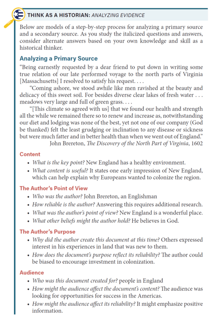 Advanced Placement United States History Think As a Historian Activity sample page