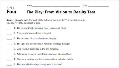 Basic Drama Projects unit assessment image