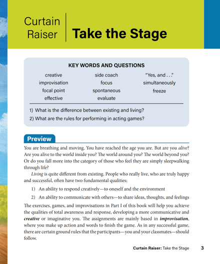 Center Stage Curtain Raiser sample page