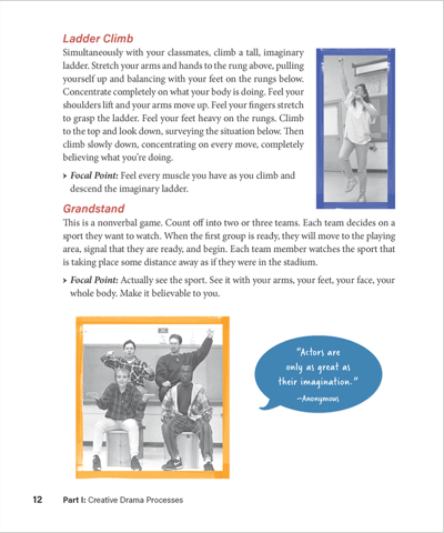 Center Stage activity sample page