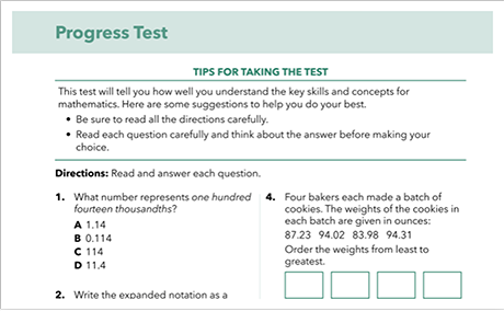 TEKS Math Companion Progress Test example