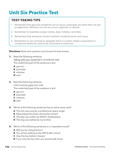 English Language Arts Companion Unit Practice Test image