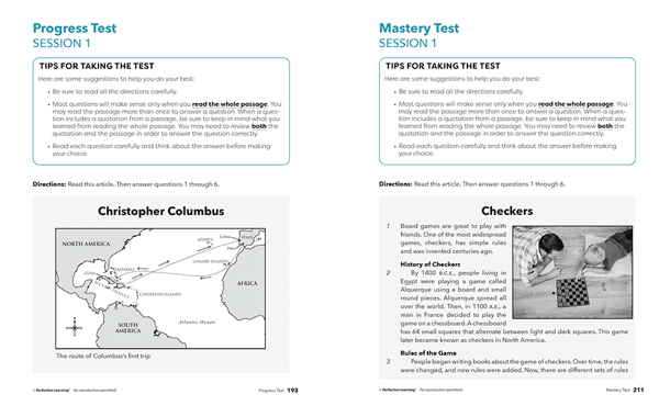 New York English Language Arts Progress and Mastery Test examples