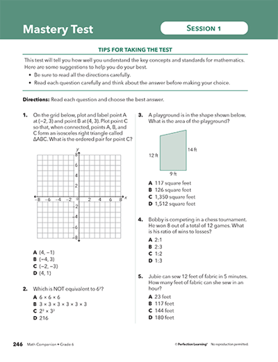 Math Companion Mastery Test