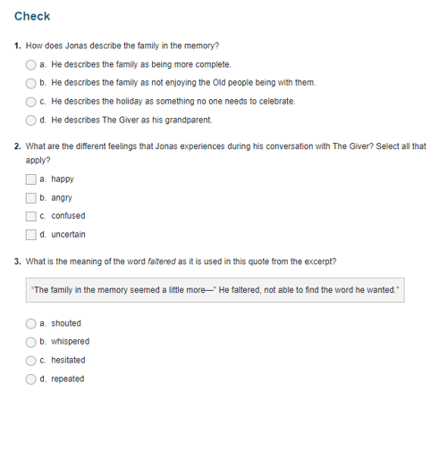 Connections: English Language Arts Check Quiz image