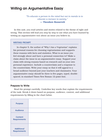 Connections: English Language Arts Writing an Argumentative Essay image