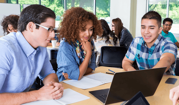 Connections: English Language Arts students working at a computer image