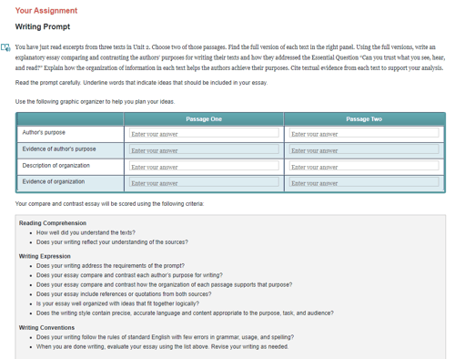 Connections: English Language Arts Writing Prompt and graphic organizer image