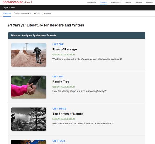 Literature gr 9 digital edition landing page