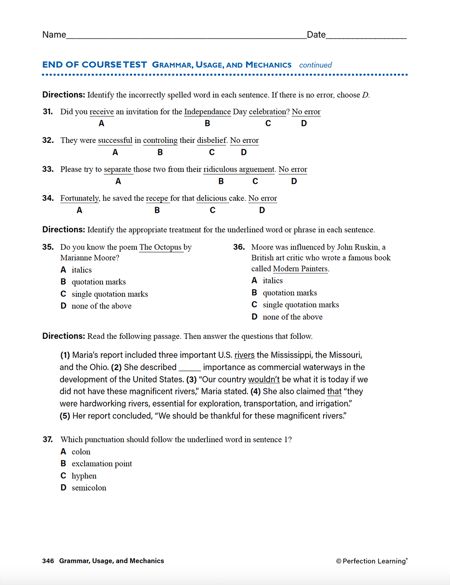 Connections: Writing and Language end-of-course test image
