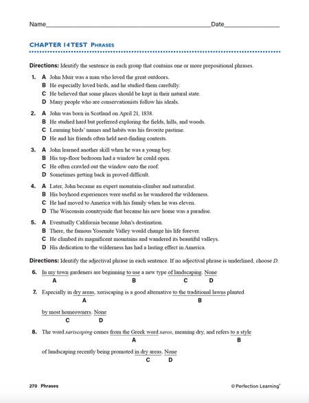 Connections: Writing and Language chapter test image