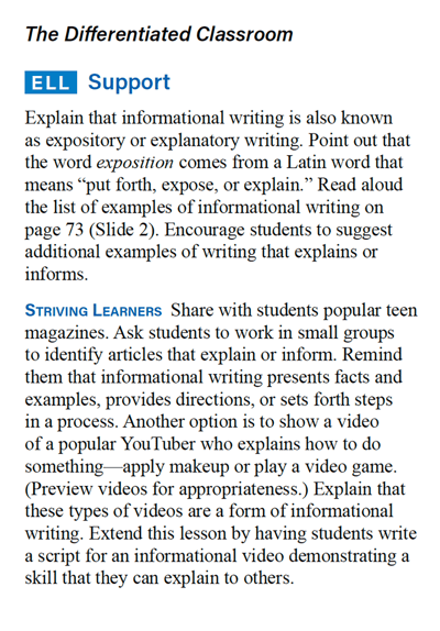 Connections: Writing and Language differentiation strategies image