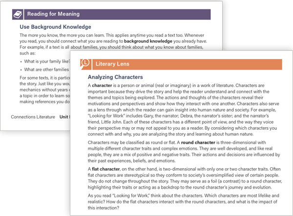 Connections: Literature Middle School Before you Read images