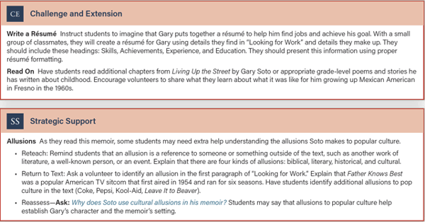 Connections: Literature Middle School Differentiation Support images