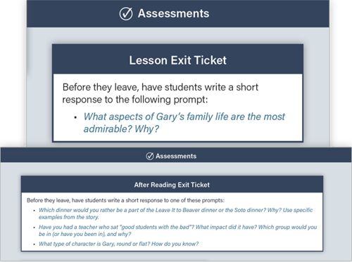 Connections: Literature Middle School Exit Ticket images