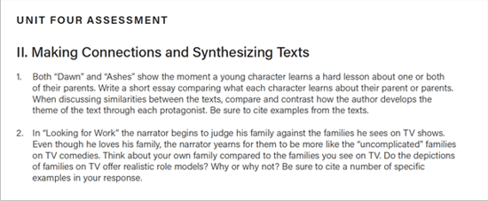 Connections: Literature Middle School Unit Level Summative Assessment image