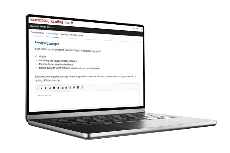 Laptop with Connections: Reading lesson preview concepts image