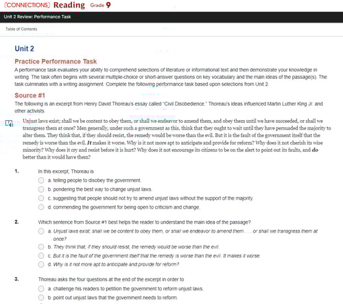 Connections: Reading  Practice Performance Task image