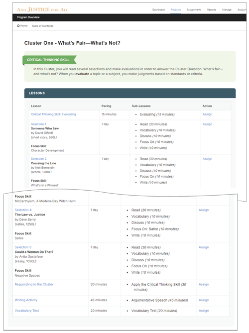 Literature and Thought Lesson Planning landing page image