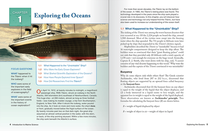 Marine Science student edition sample pages