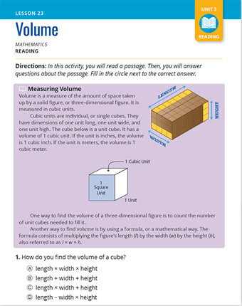 Measuring Up Getting Ready for English Language Learners 2.0 Success student edition page