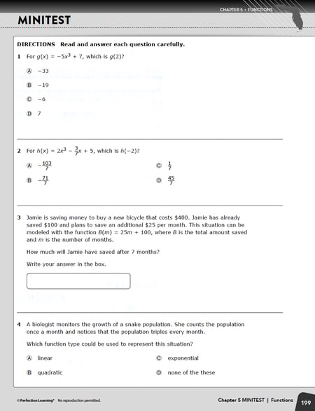 FL Alg 1 Minitest