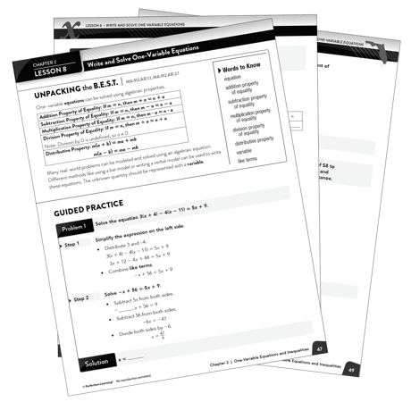 Measuring Up Algebra 1 student edition pages