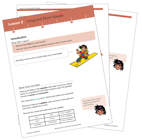 Measuring Up Foundations Reading Skills student edition pages
