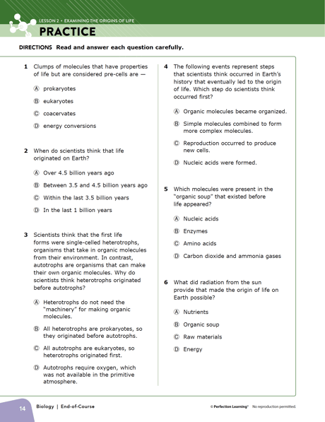 EOC Biology Practice