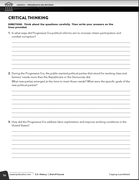 TX EOC History Critical Thinking