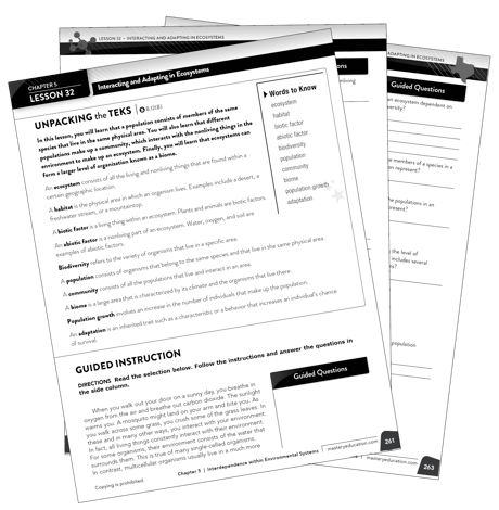 TX End of Course Biology Student Edition student pages