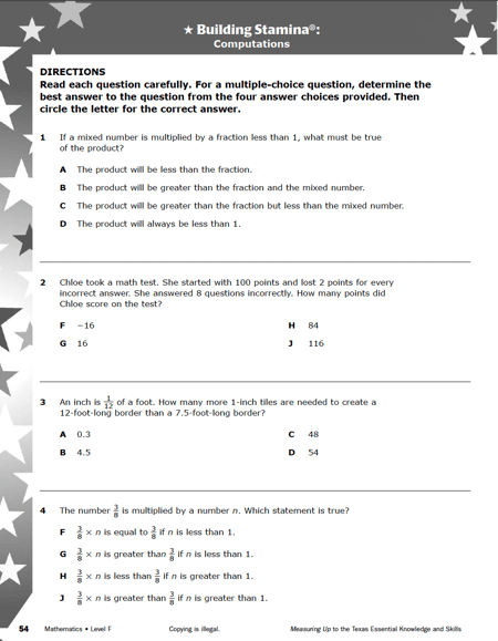 TEKS Math Building Stamina