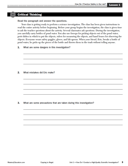 TEKS Science Critical Thinking