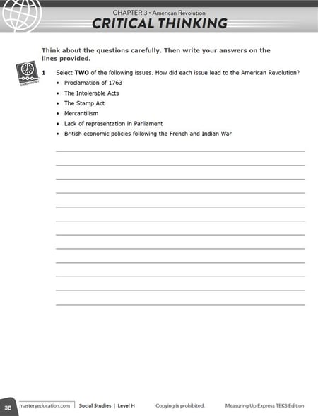 TX Express SS Critical Thinking