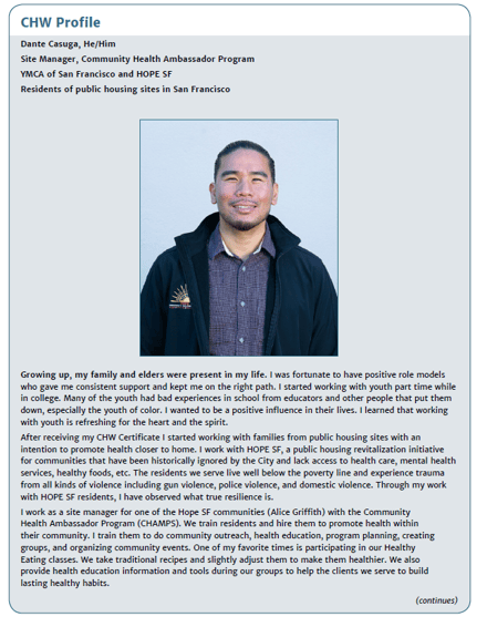 CHW Profile page from student edition