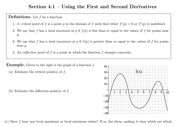 UWiley Calculus: Single and Multivariable Calculus First and Second Derivations sample page