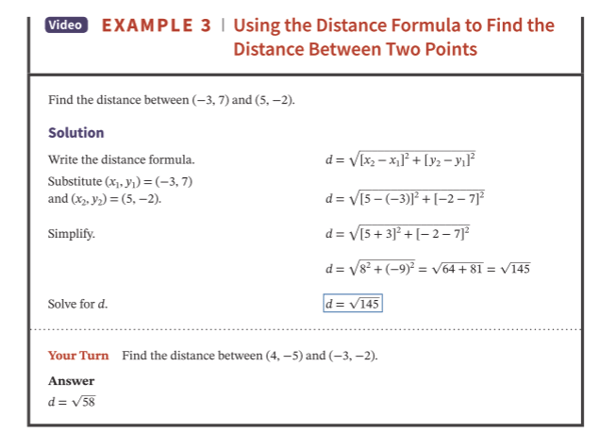 Wiley College Algebra Using the Distance Formula to Find the Distance Between Two Points sample page