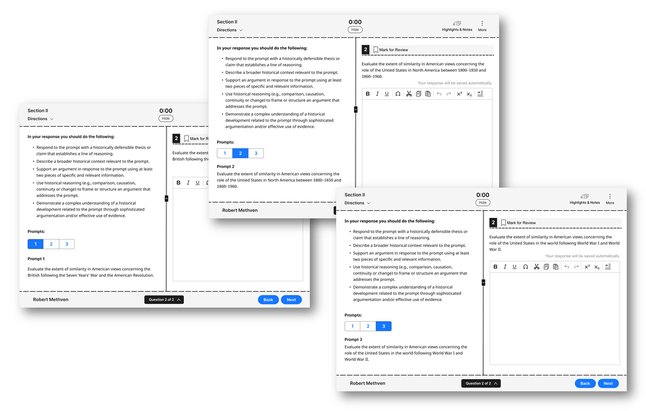 Mockup of AP Authentic Testing Experience