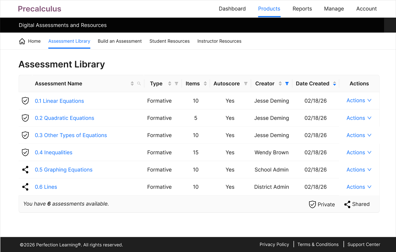 Mockup of Assessment Builder