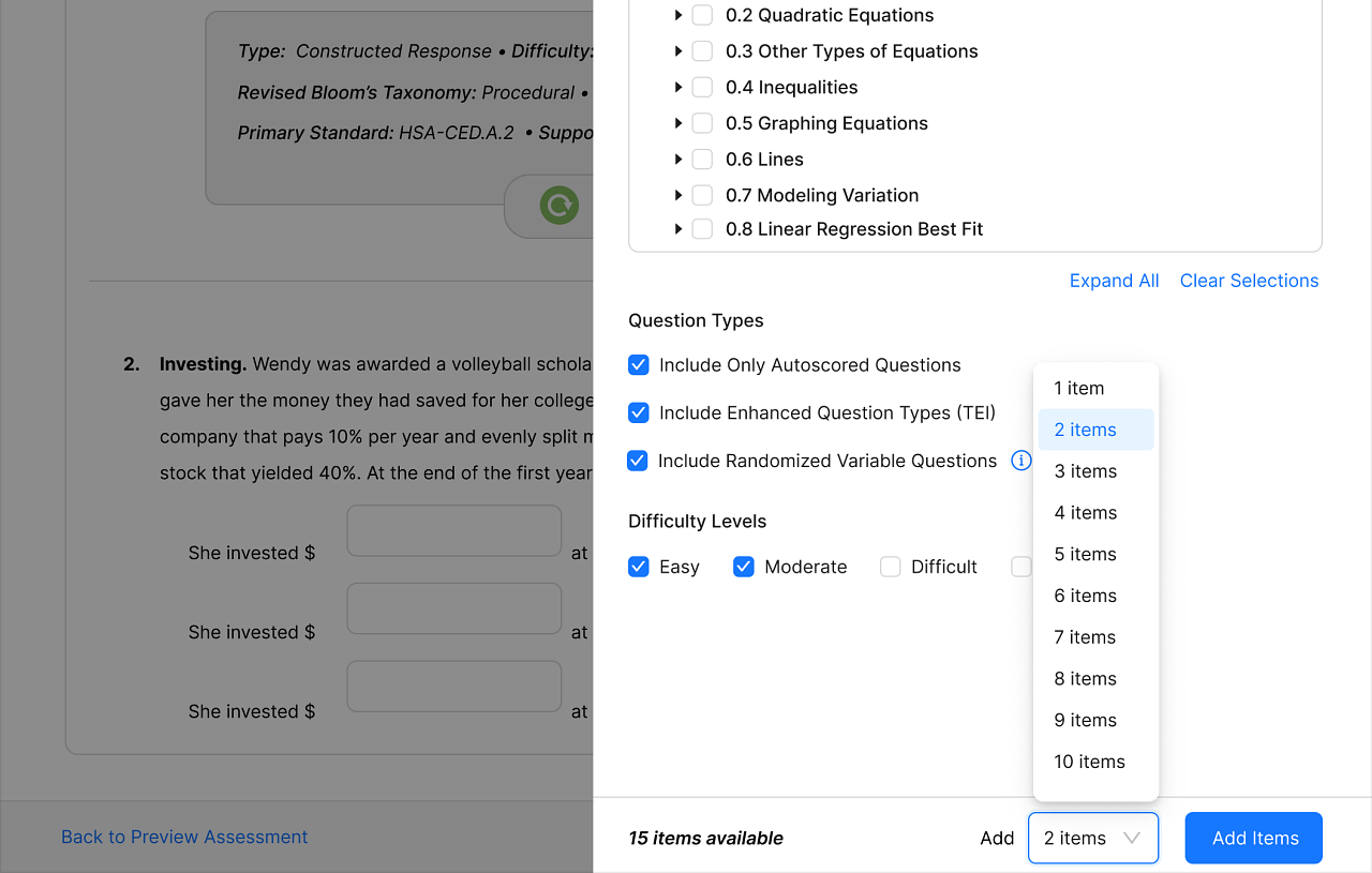 Mockup of Assessment Builder