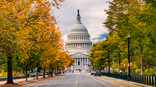 United States capitol building during Autumn